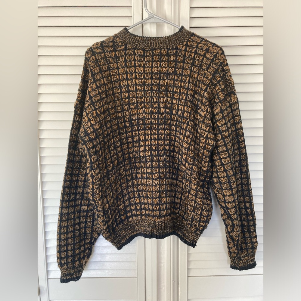 Vintage Anchor Blue Men Size Large Crewneck Sweater Textured 3D Knit 80's Retro - Picture 3 of 11